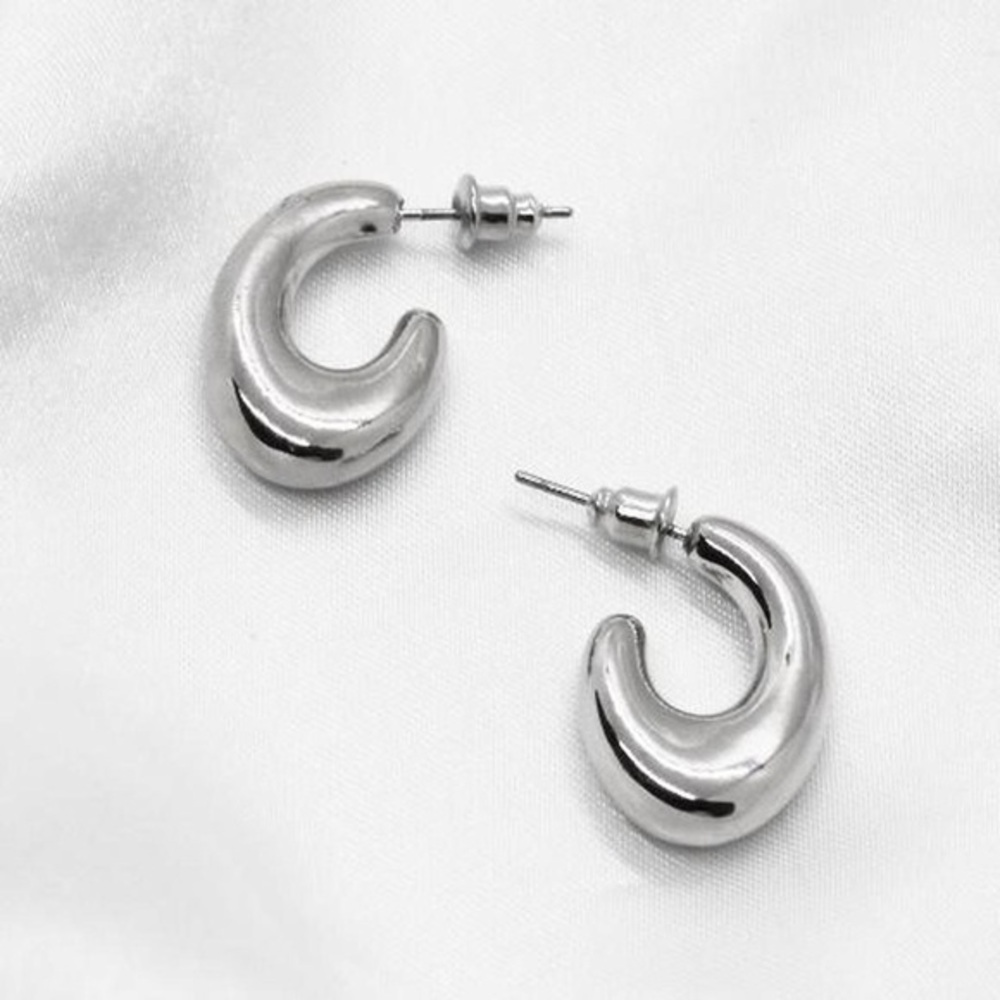 Circular Silver Hoop Earrings